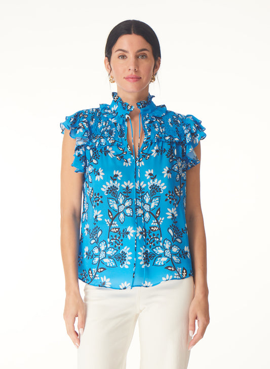 Sienna blouse in Blue batik print - Gilner Farrar