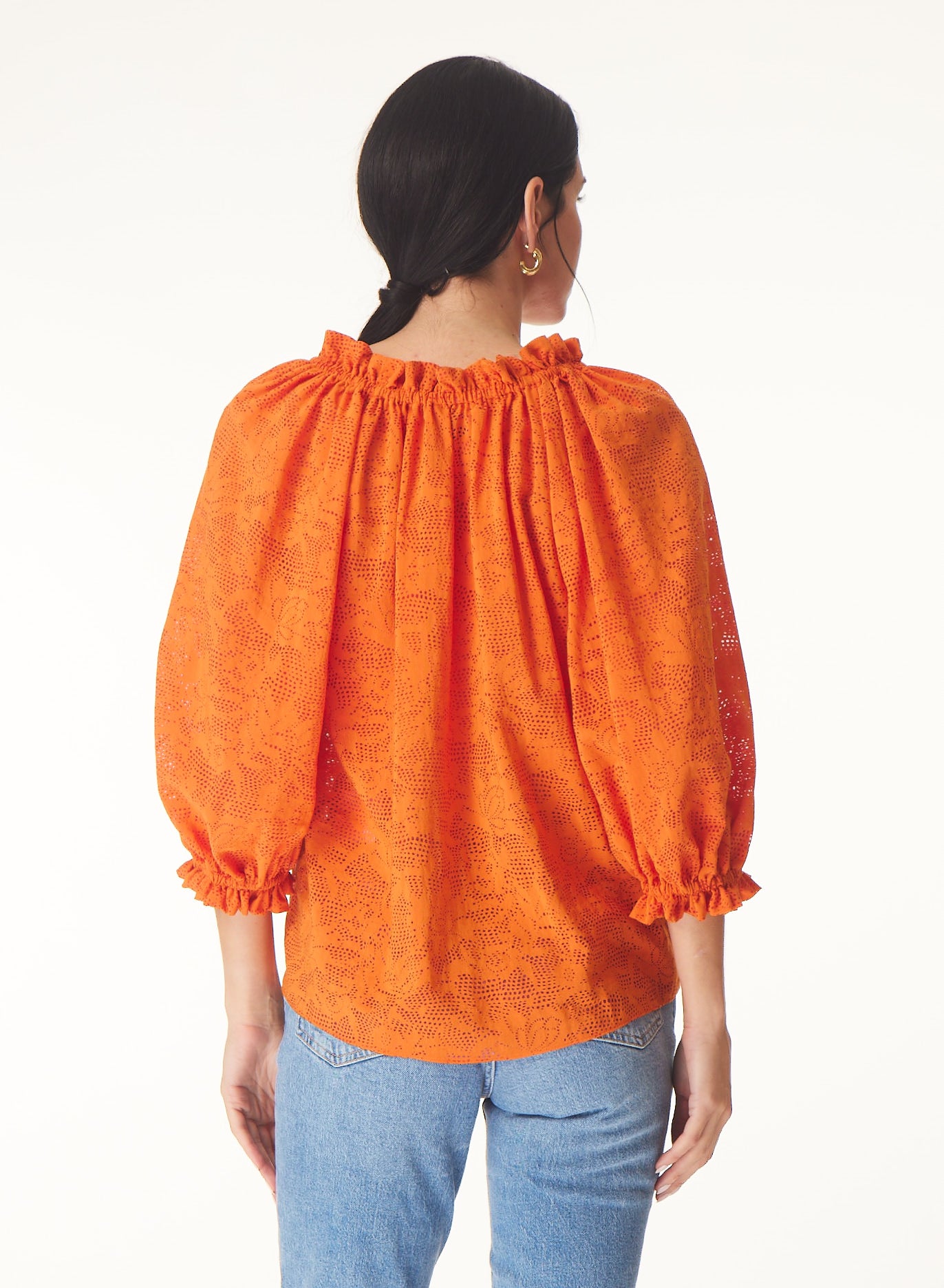 Ellie blouse in Solid bright orange - Gilner Farrar