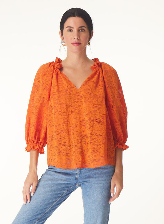 Ellie blouse in Solid bright orange - Gilner Farrar