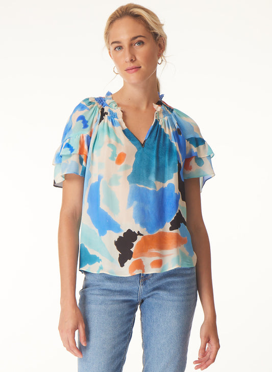 Sky blouse in Matisse print - Gilner Farrar