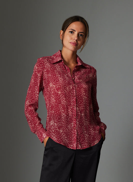 Maeve blouse in Bordeaux snake - Gilner Farrar