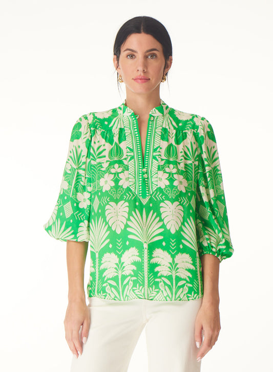 Bethany blouse in Green Acres print - Gilner Farrar