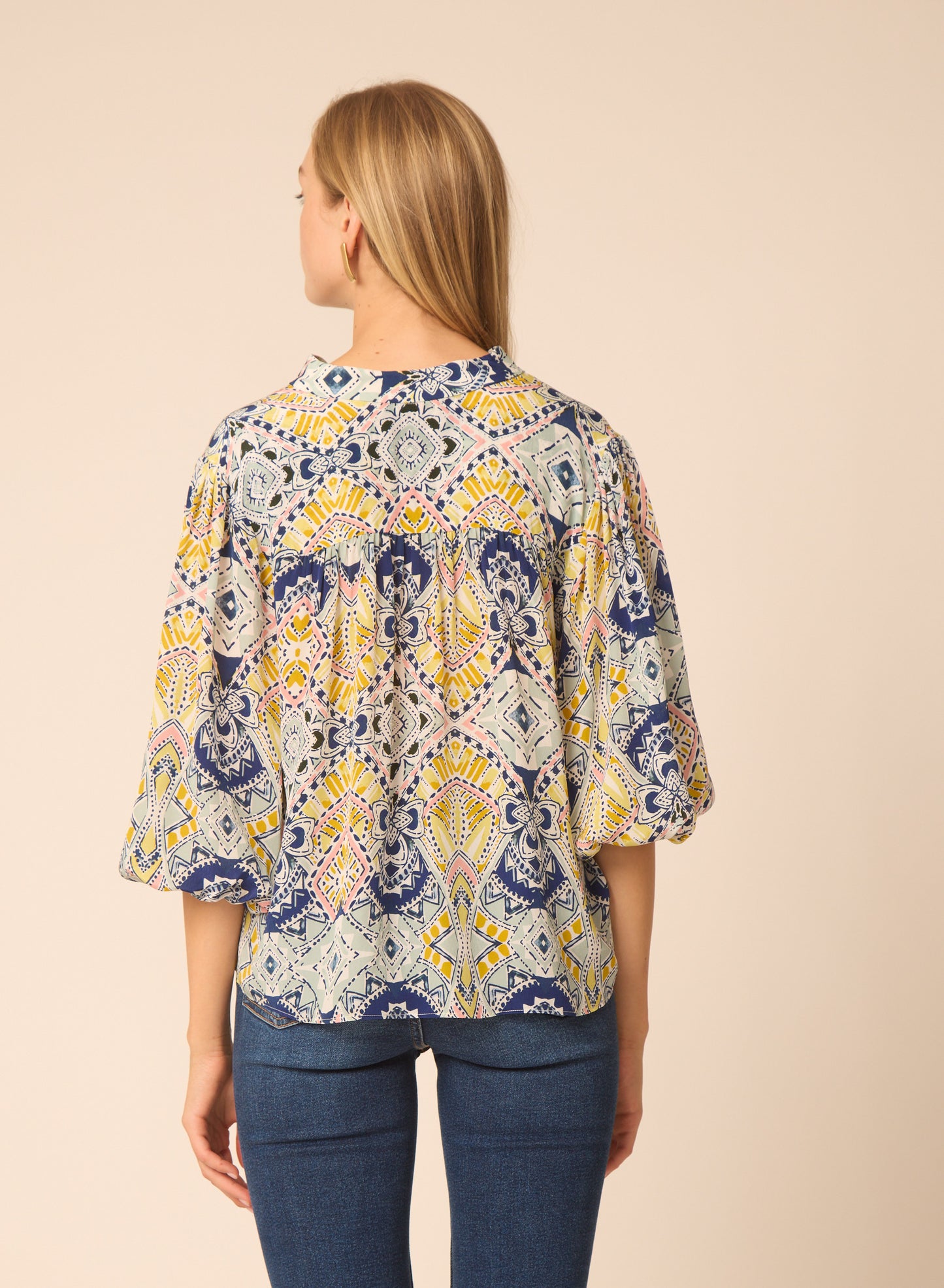 Bethany blouse in Aztec Print - Gilner Farrar