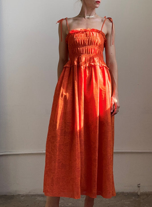 Paula dress in Solid bright orange - Gilner Farrar
