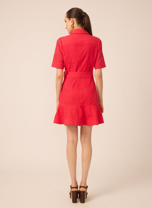Payden dress in Red Eyelet - Gilner Farrar
