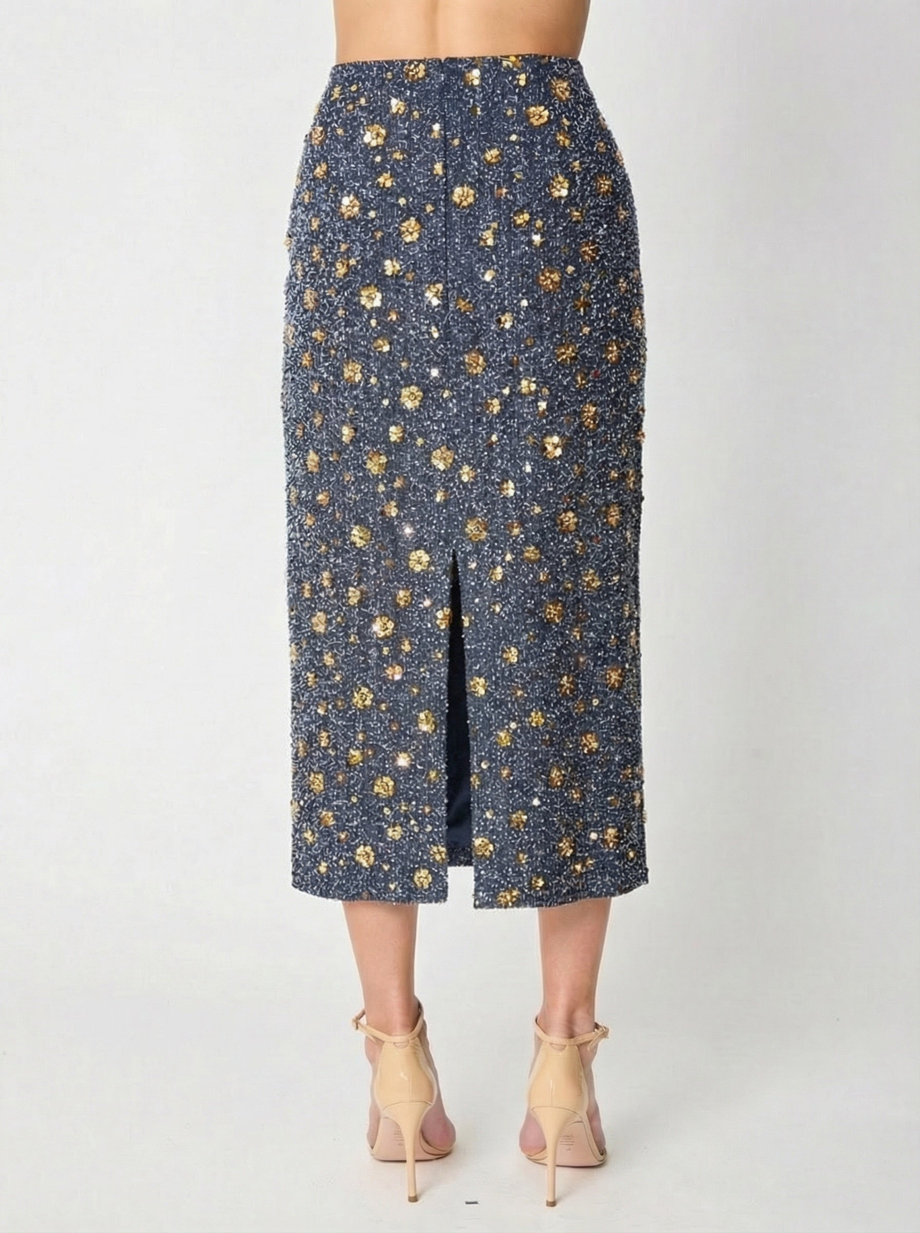 Rosa skirt in Floral Sequins On Tweed