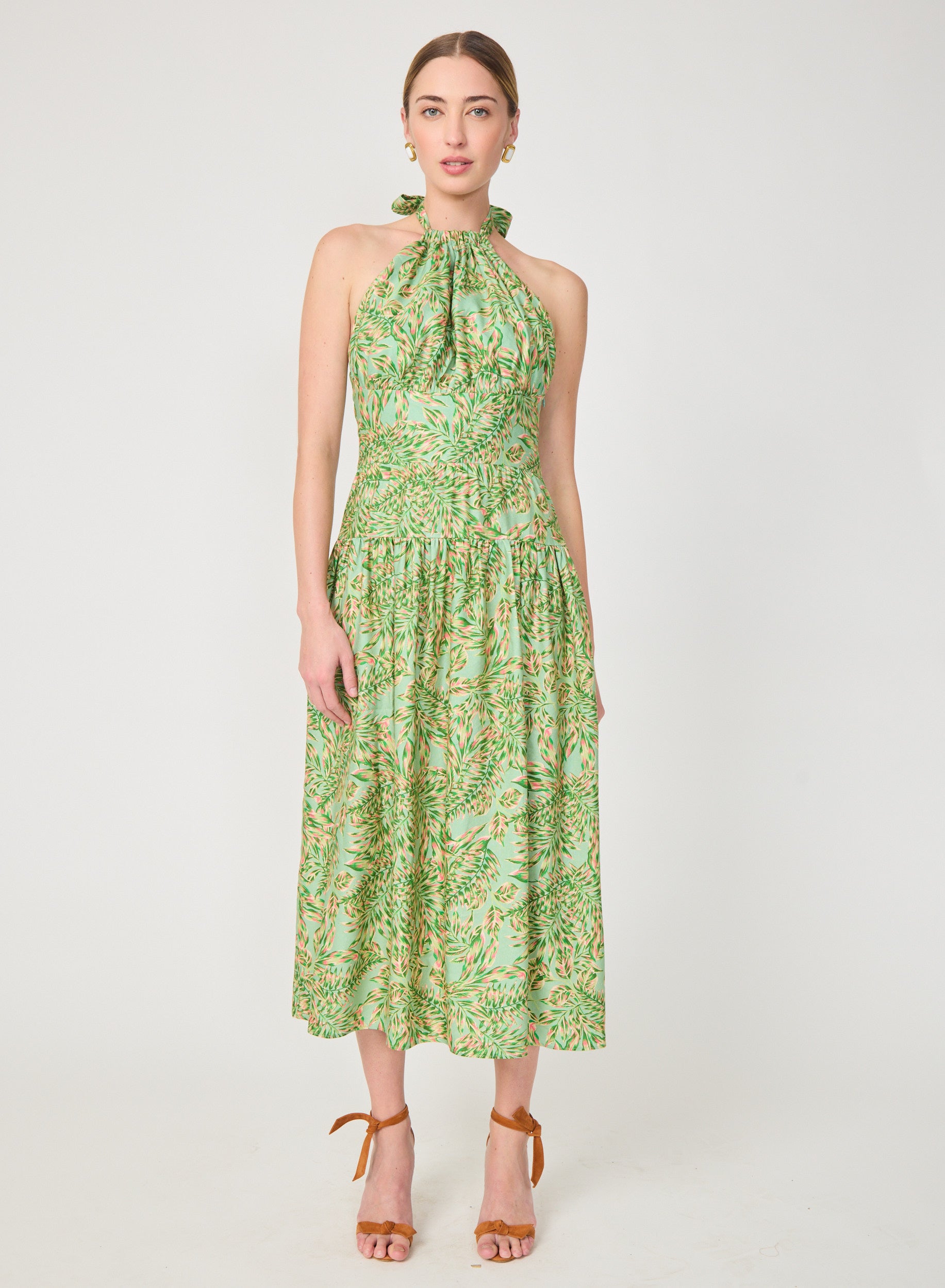 Darien Dress Palm Leaves