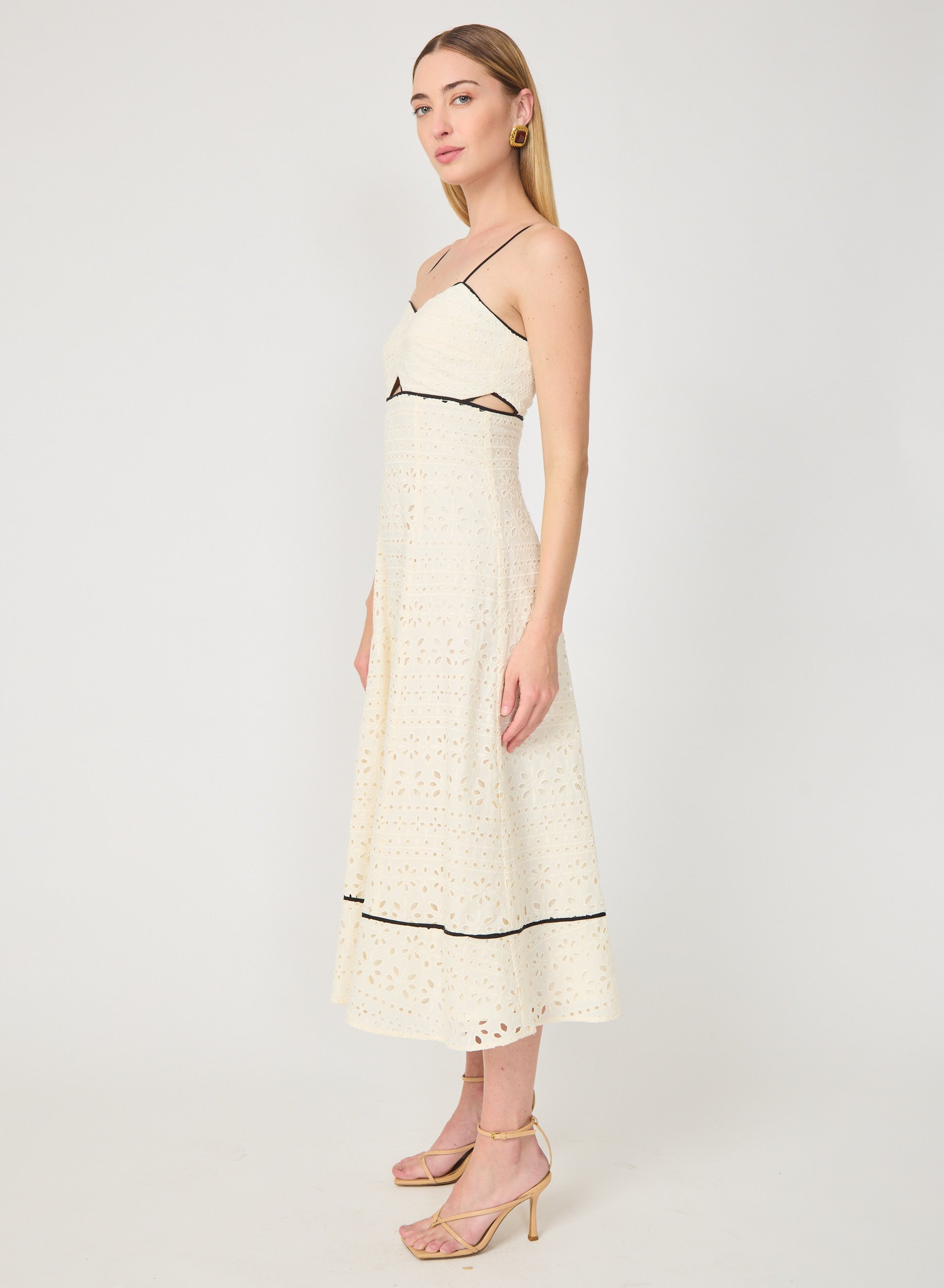 Patricia Dress Light Khaki Eyelit Lace