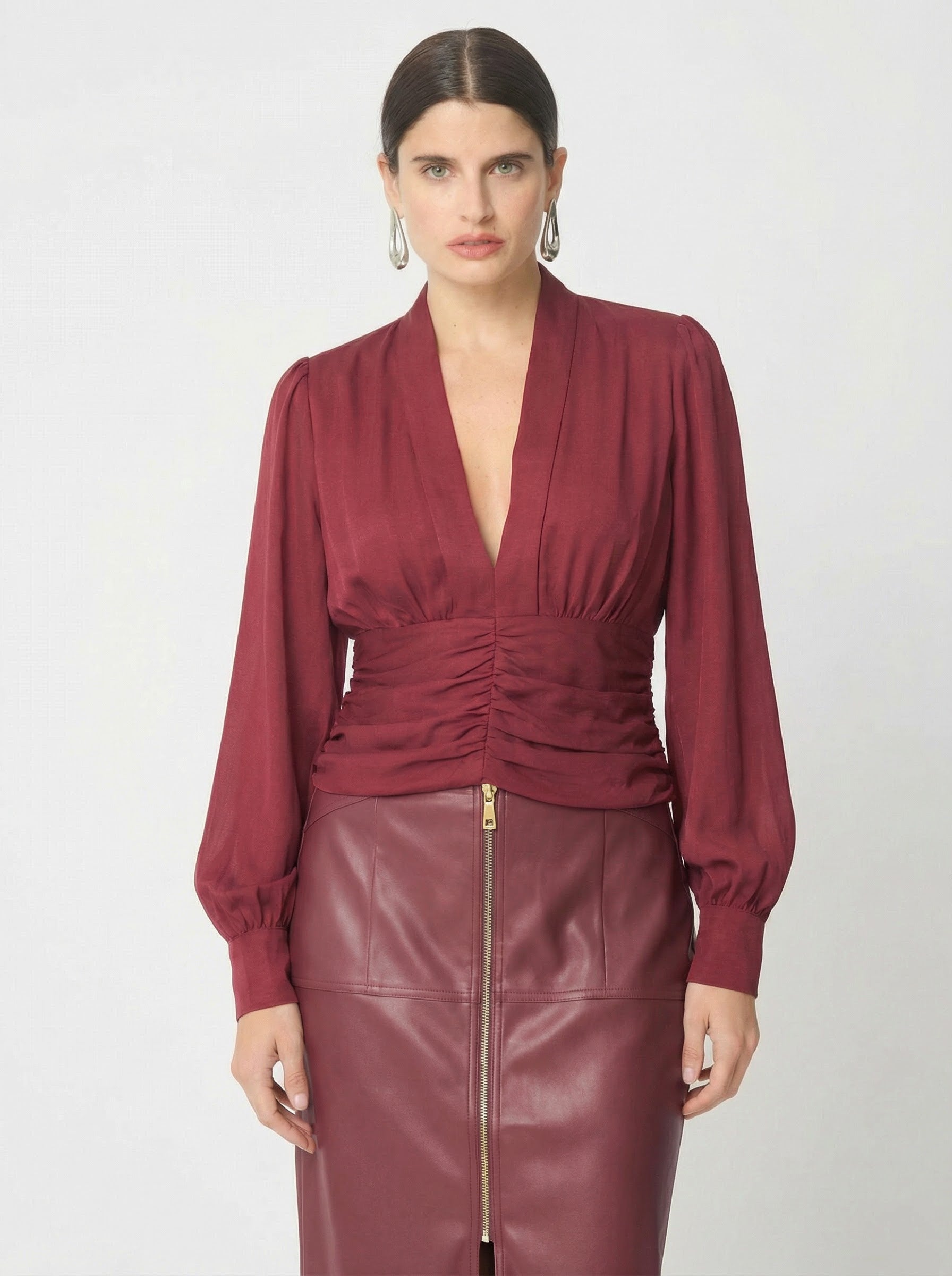 Clea blouse in Wine