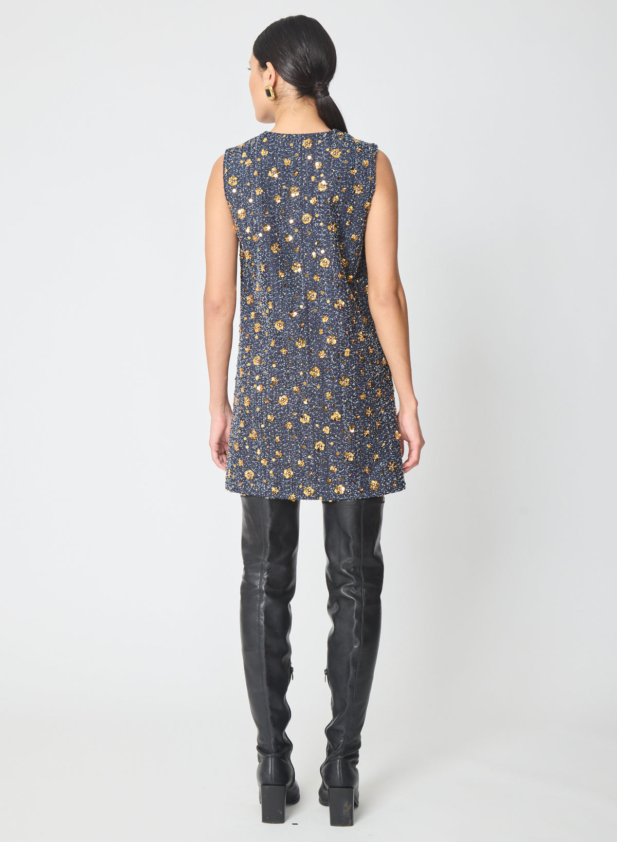 Arlo Dress Floral Sequins on Tweed - Gilner Farrar