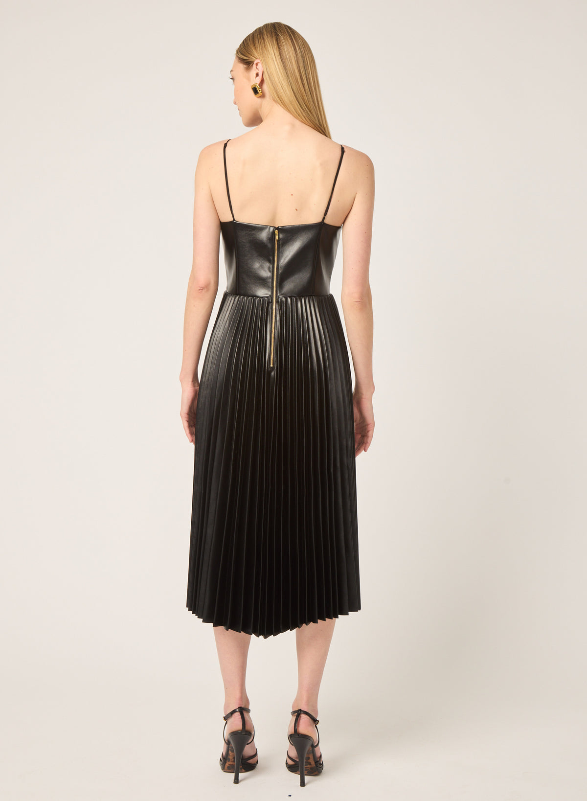Kaya dress in Black vegan leather - Gilner Farrar