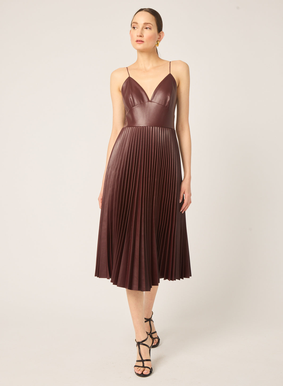 Kaya dress in Burgundy vegan leather - Gilner Farrar