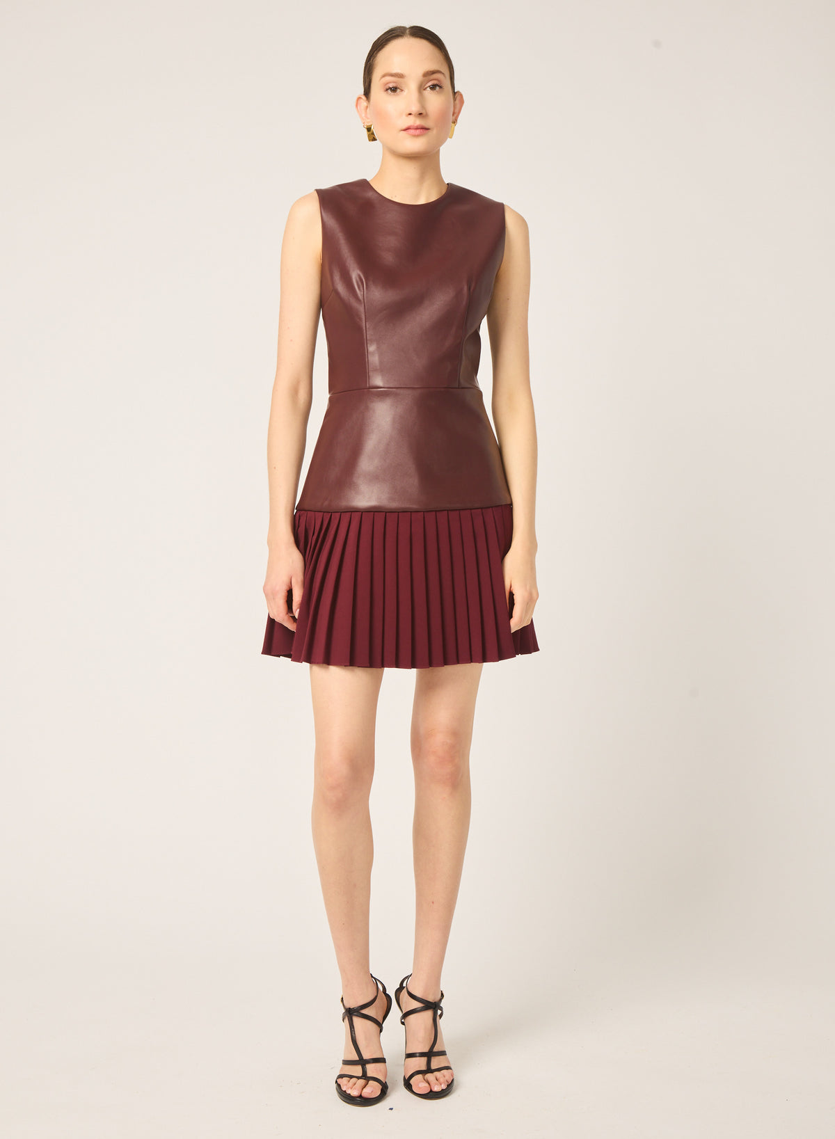 Blythe dress in Burgundy vegan leather - Gilner Farrar