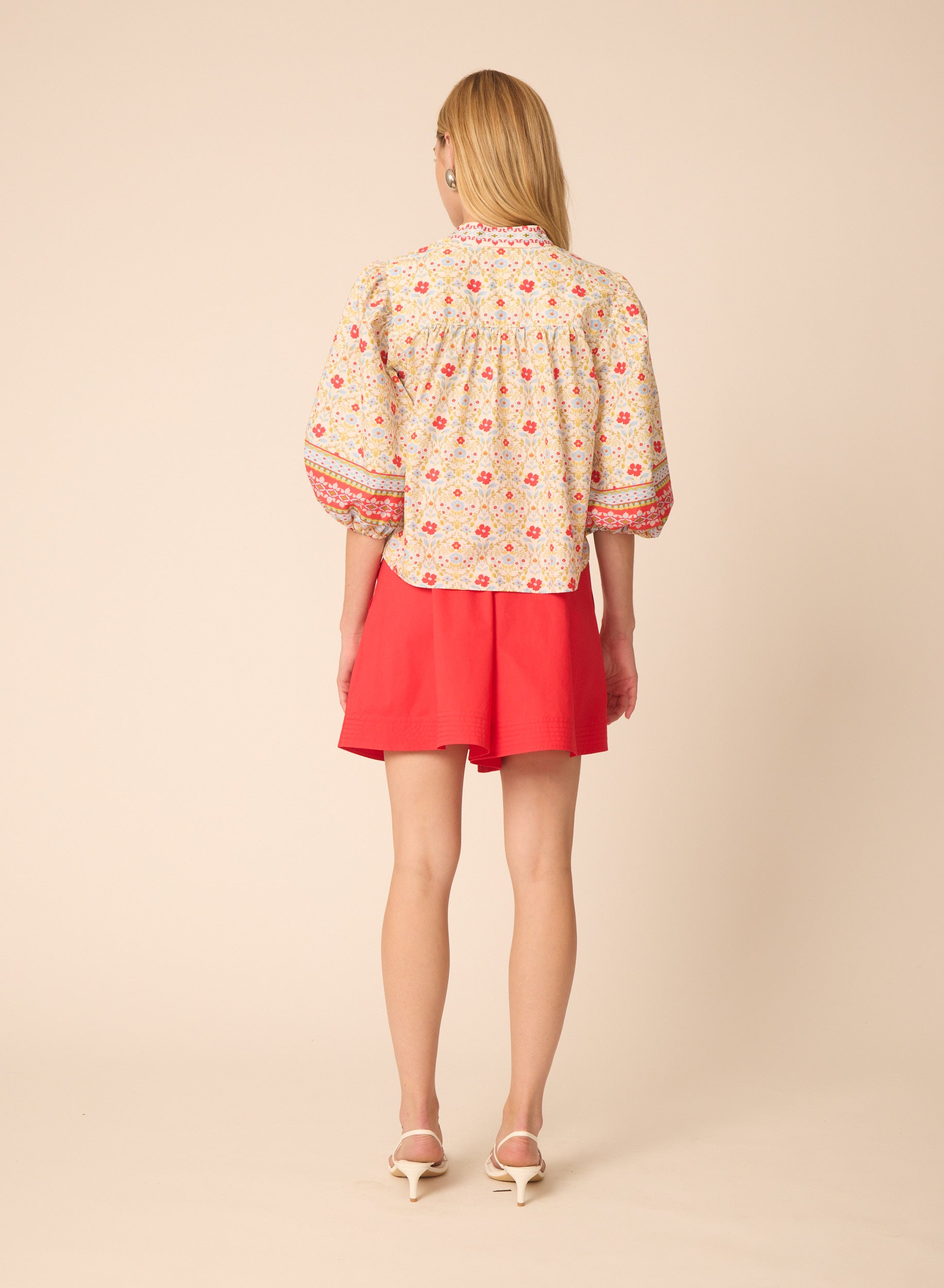 Bethany blouse in Red Ditsy Floral Print - Gilner Farrar