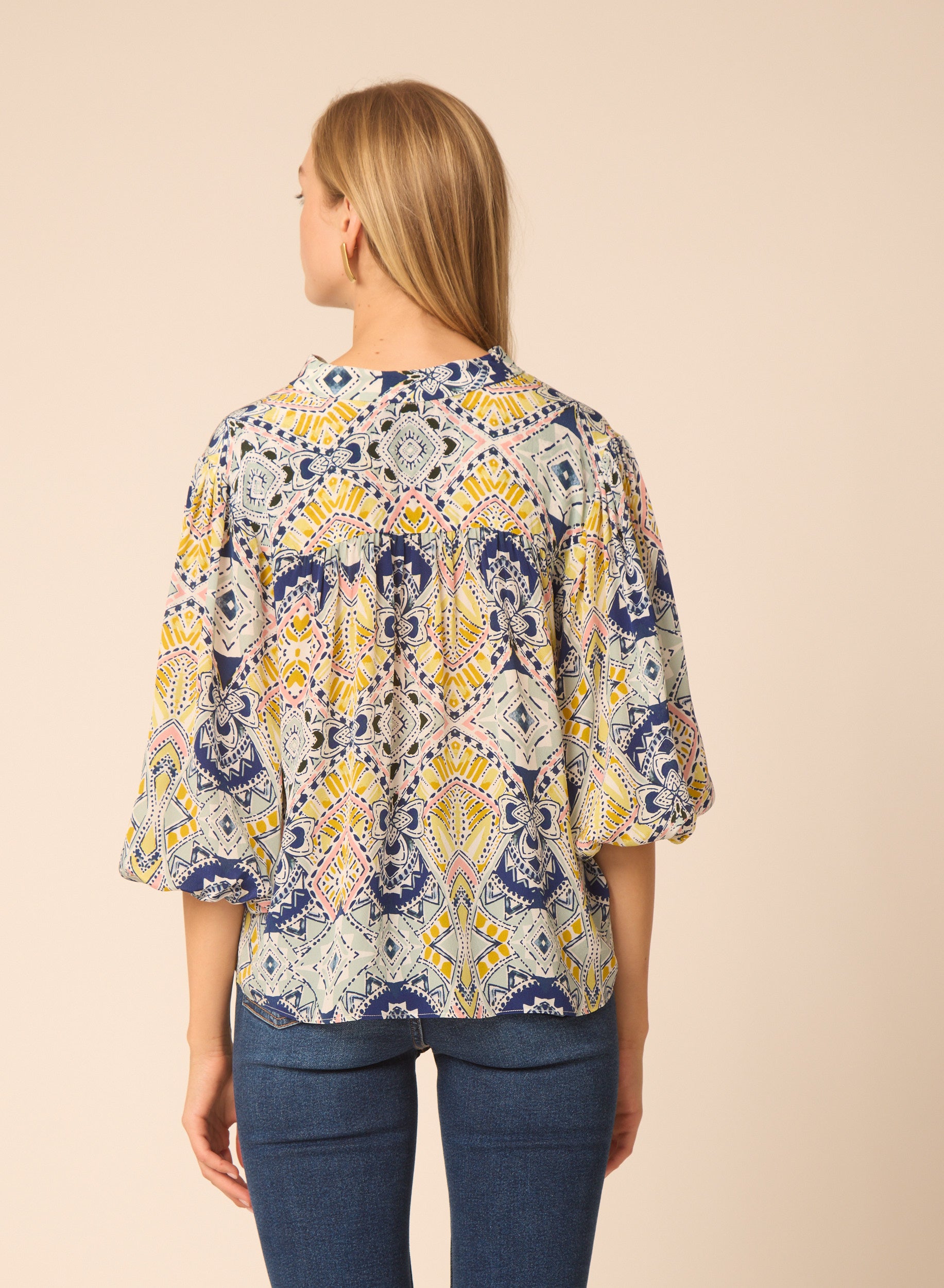 Bethany blouse in Aztec Print - Gilner Farrar