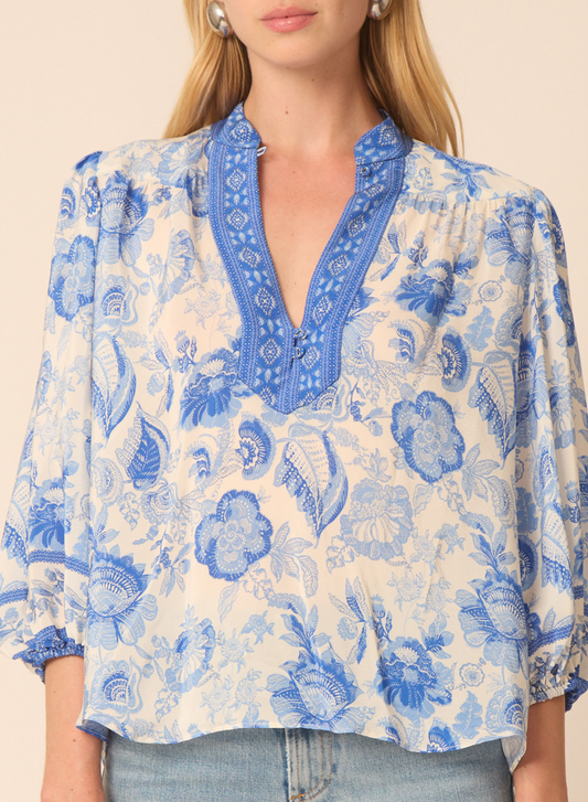 Bethany blouse in Lisbon Print - Gilner Farrar