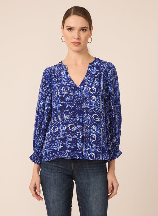 Kayla blouse in Santorini Print - Gilner Farrar