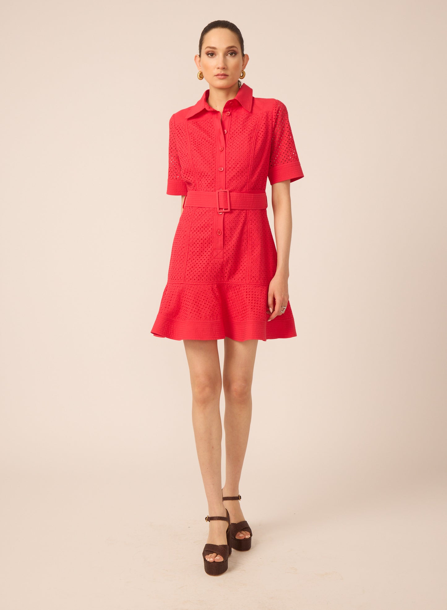 Payden dress in Red Eyelet - Gilner Farrar
