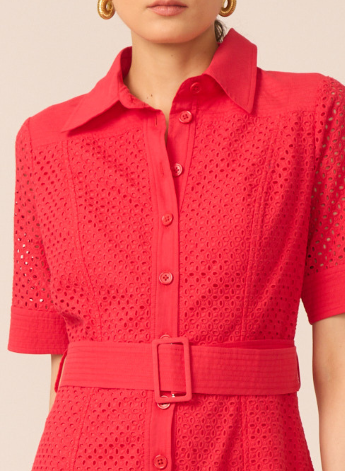 Payden dress in Red Eyelet - Gilner Farrar