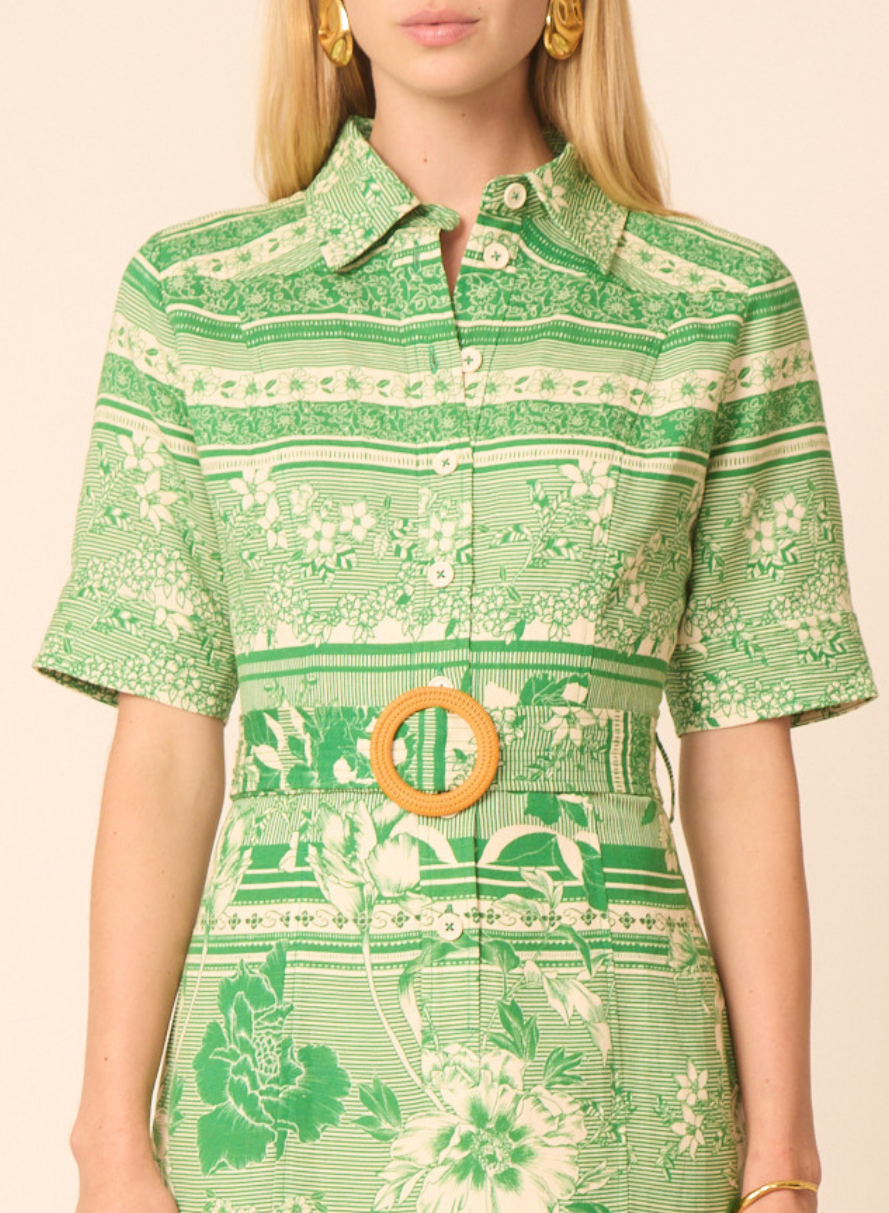 Payden dress in Floating Green Floral - Gilner Farrar