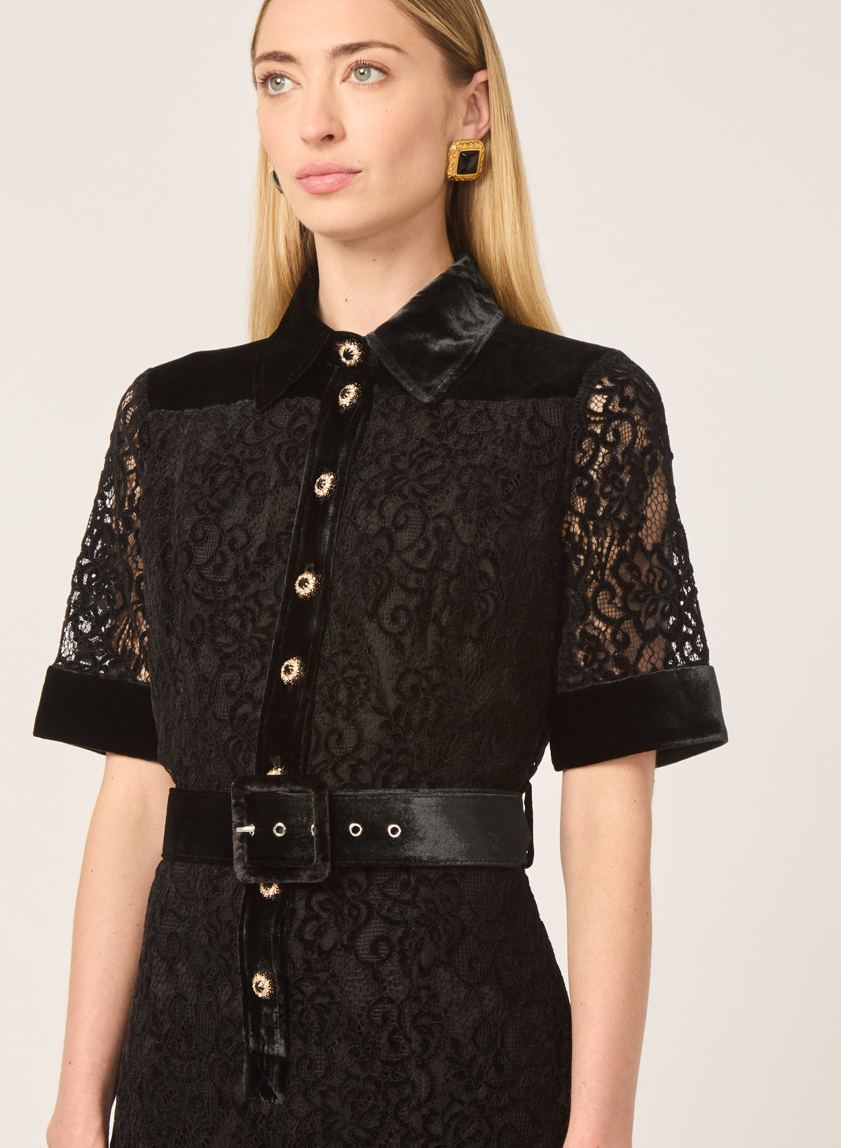 Payden dress in Velvet black lace - Gilner Farrar