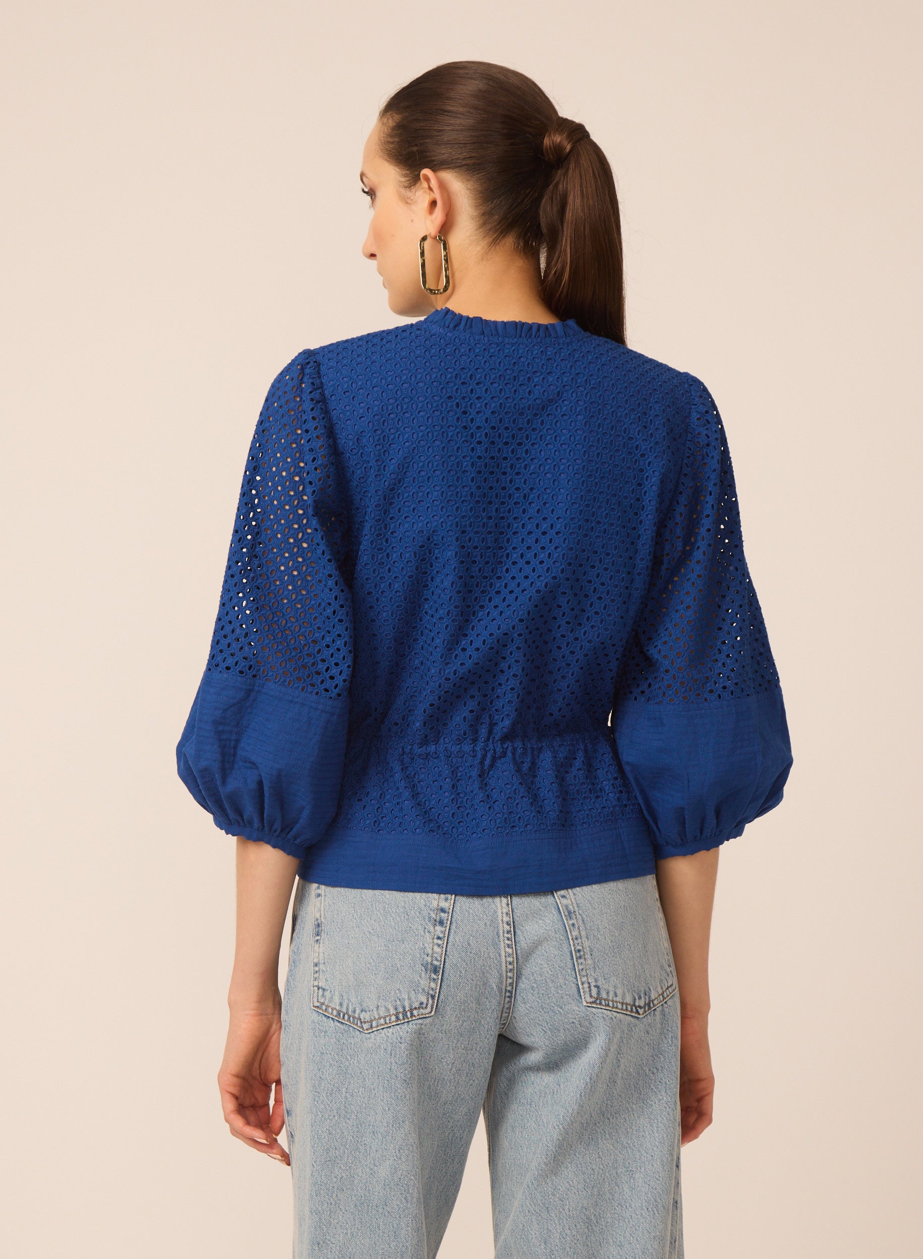 Iman blouse in Blue Eyelet - Gilner Farrar