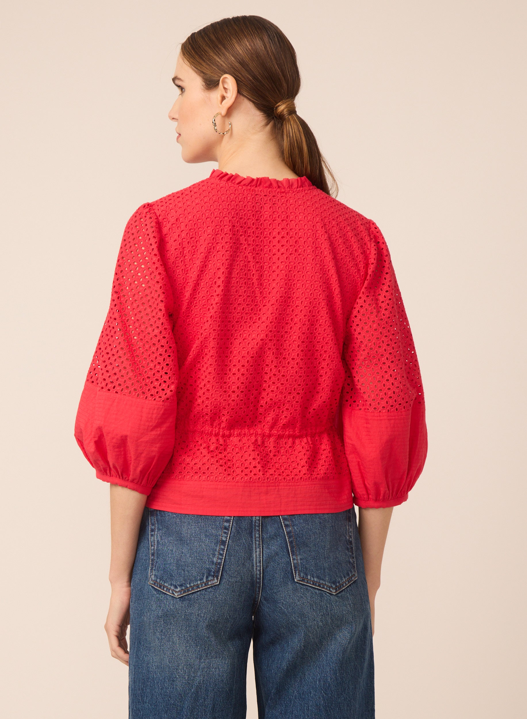 Iman blouse in Red Eyelet - Gilner Farrar