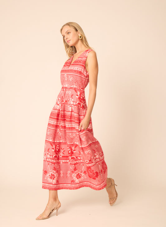 Beatriz dress in Floating Red Floral Print - Gilner Farrar