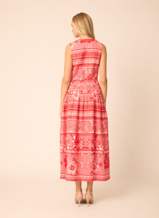 Beatriz dress in Floating Red Floral Print - Gilner Farrar