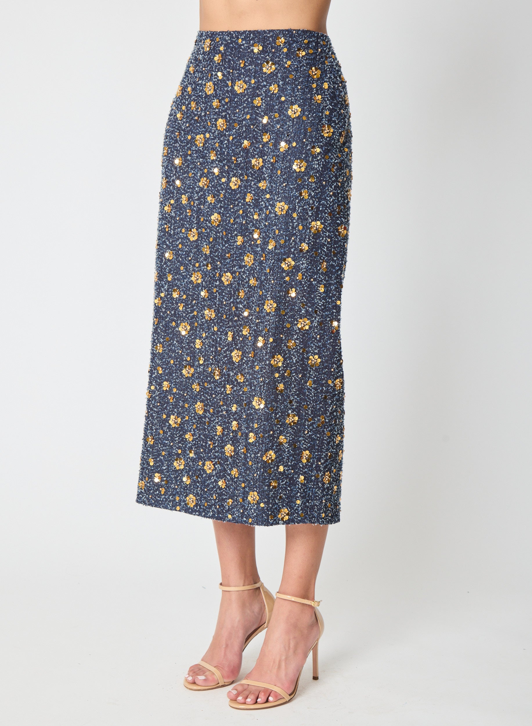 Rosa skirt in Floral Sequins On Tweed