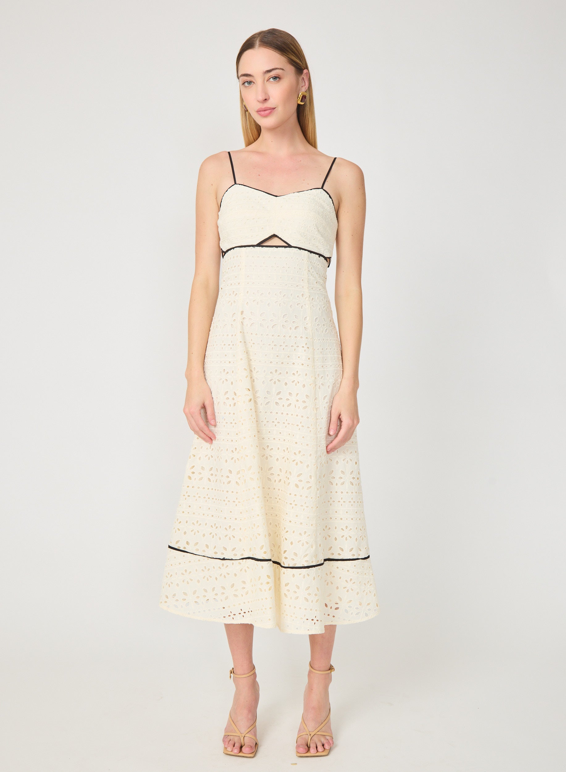 Patricia Dress Light Khaki Eyelit Lace