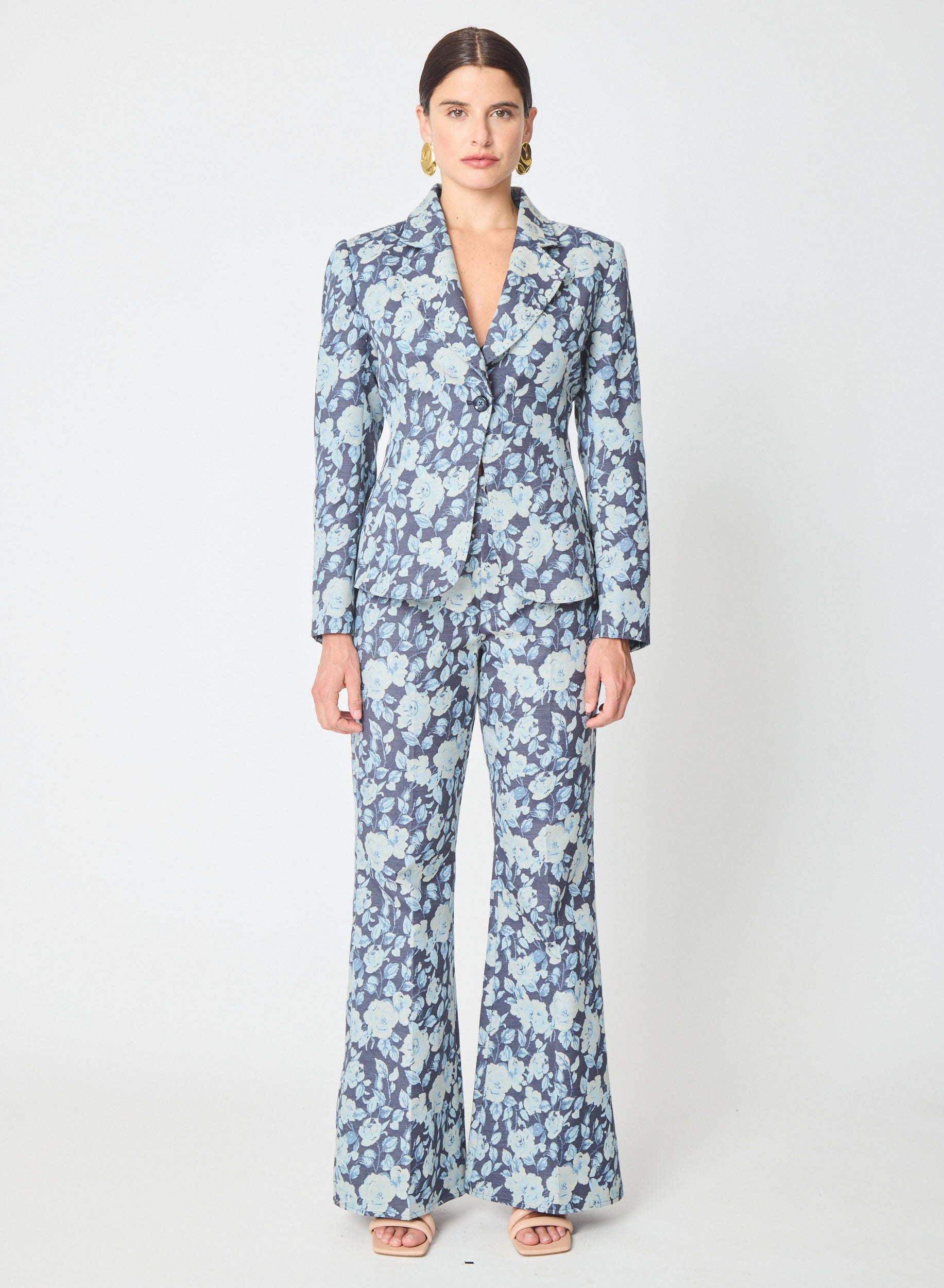 Anouk pant in Floral Denim Jacquard