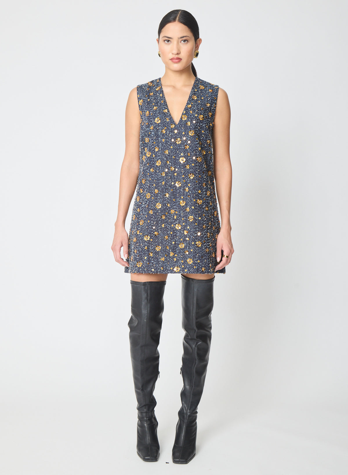 Arlo dress in Floral Sequins On Tweed