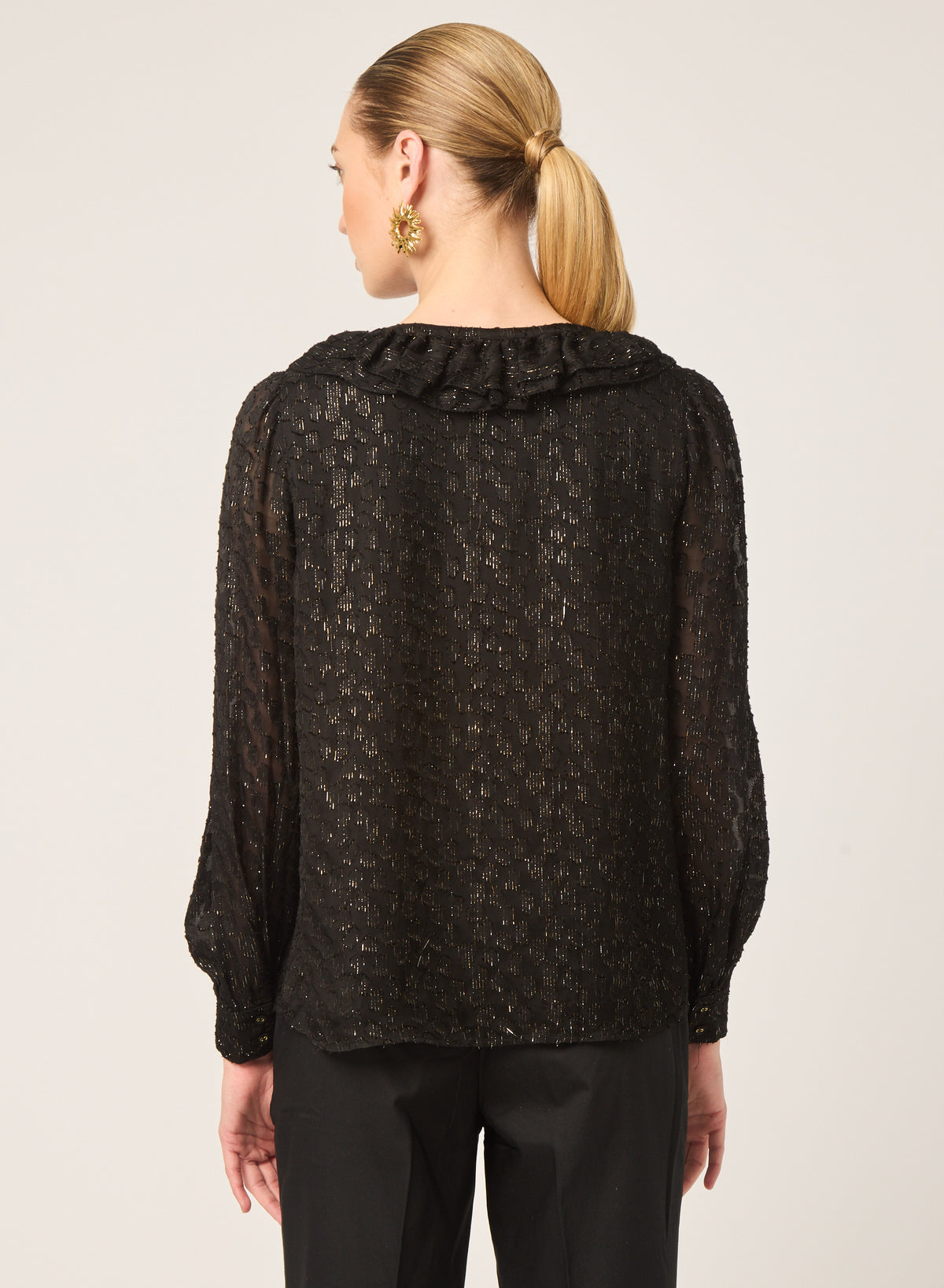 Fia blouse in Silver/ gold lurex burnout chiffon - Gilner Farrar