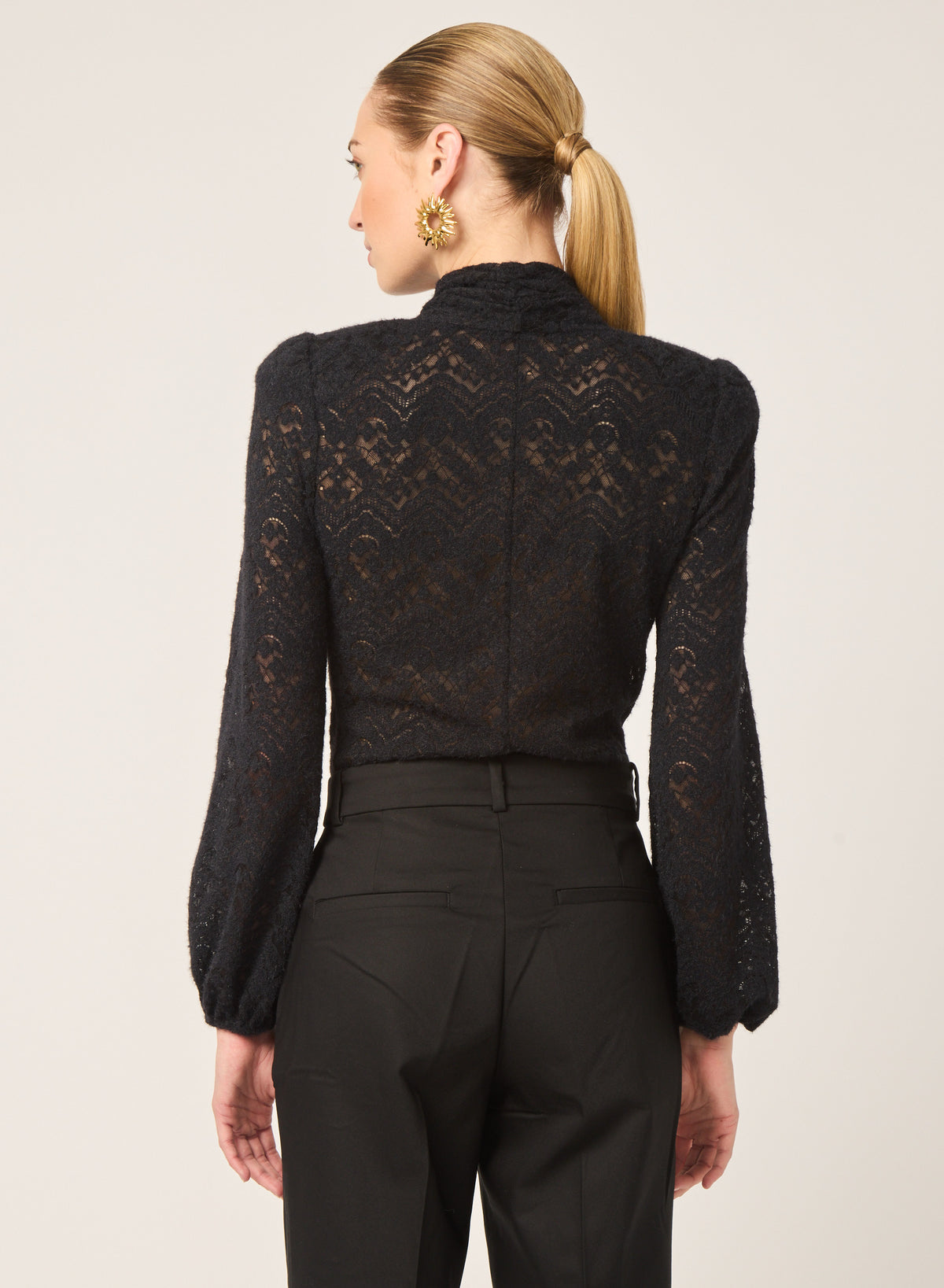 Cece top in Black stretch lace - Gilner Farrar