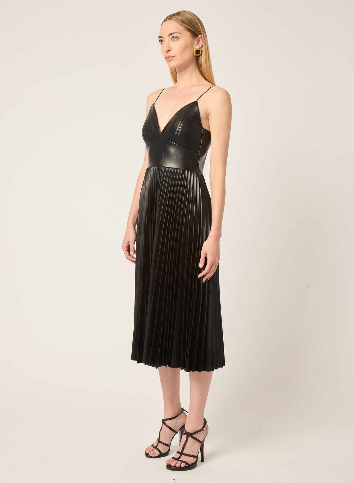 Kaya dress in Black vegan leather - Gilner Farrar