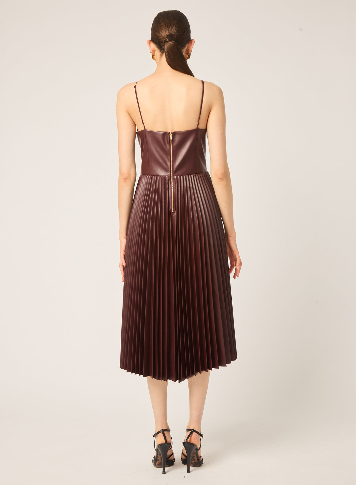 Kaya dress in Burgundy vegan leather - Gilner Farrar