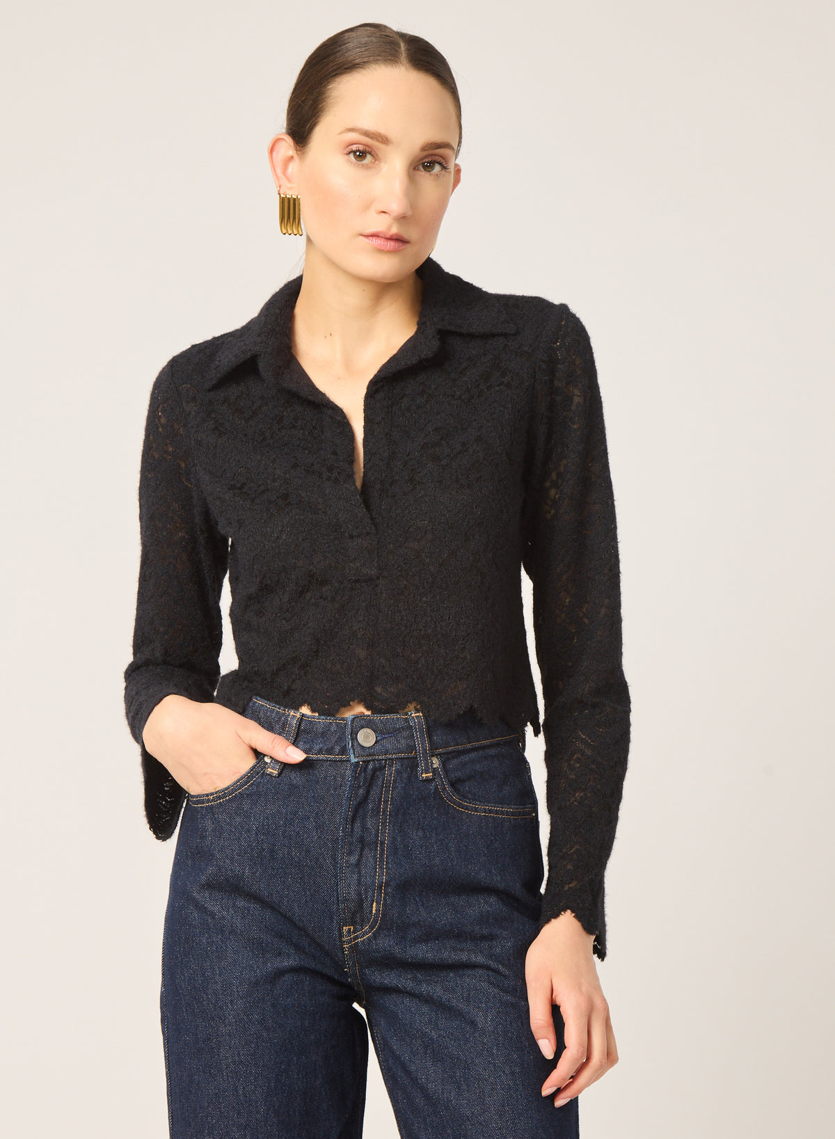 Marnie top in Black stretch lace - Gilner Farrar