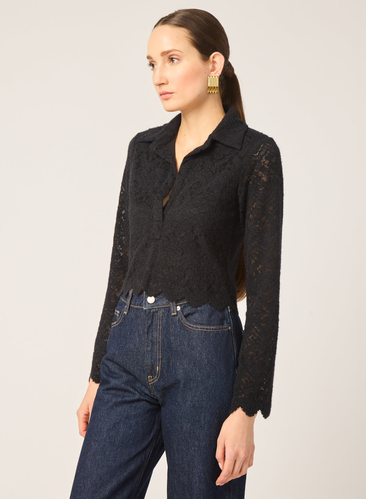 Marnie top in Black stretch lace - Gilner Farrar
